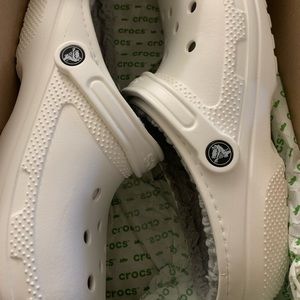 White Crocs, Grey Fur inside